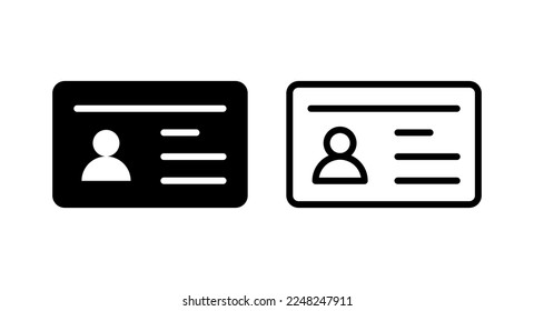 Ilustración vectorial de icono de licencia. Icono de tarjeta de identificación. licencia de conducir, tarjeta de identificación del personal 