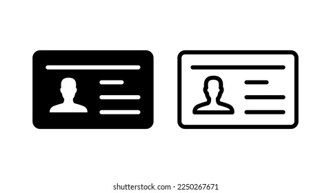 Ilustración vectorial de icono de licencia. Icono de tarjeta de identificación. licencia de conducir, tarjeta de identificación del personal 