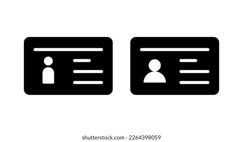 Ilustración vectorial de icono de licencia. Icono de tarjeta de identificación. licencia de conducir, tarjeta de identificación del personal 