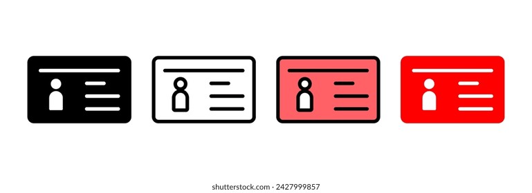 Ilustración vectorial de icono de licencia. Icono de la tarjeta de identificación. licencia de conducir, tarjeta de identificación del personal 