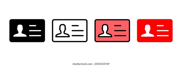 Ilustración vectorial de icono de licencia. Icono de la tarjeta de identificación. licencia de conducir, tarjeta de identificación del personal 
