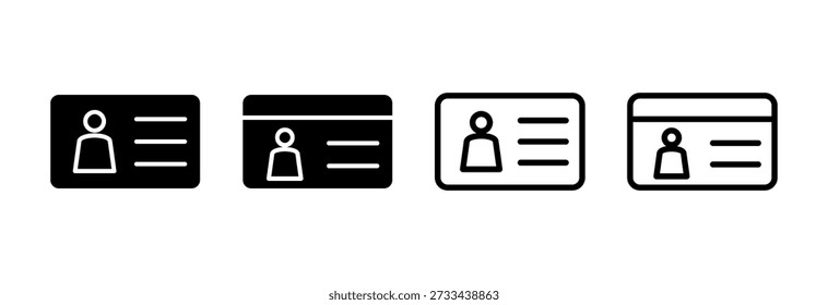 Ilustración vectorial de ícono de Licencia. Icono de la tarjeta de identificación. Licencia del conductor, tarjeta de Identificación del personal 