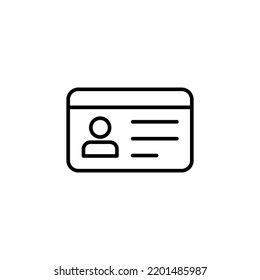 License icon for web and mobile app. ID card icon. driver license, staff identification card 