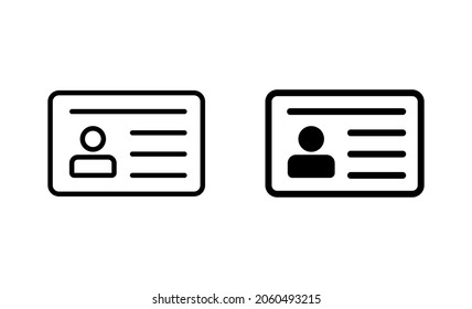License icons set. ID card icon. driver license, staff identification card 