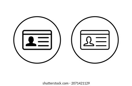 License icons set. ID card icon. driver license, staff identification card 