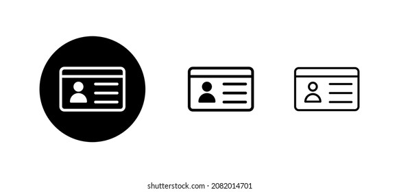 License icons set. ID card icon. driver license, staff identification card 