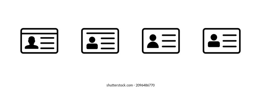 License icons set. ID card icon. driver license, staff identification card 
