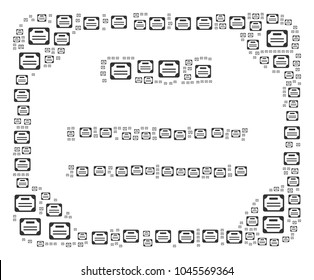 License illustration constructed in the shape of license icons. Vector iconized composition designed with simple icons.