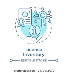 License inventory soft blue concept icon. Software asset management. Compliance certificate. Round shape line illustration. Abstract idea. Graphic design. Easy to use in infographic, presentation