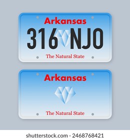 License plate of Arkansas. Car number plate. Vector stock illustration