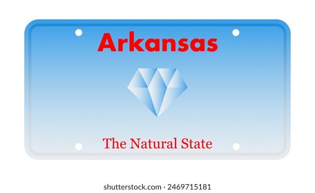 License plate of Arkansas. Car number plate. Vector stock illustration