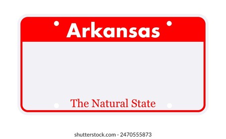 License plate of Arkansas. Car number plate. Vector stock illustration