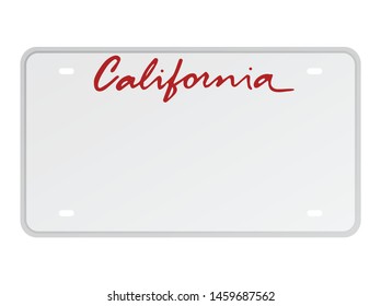 License plate California. Vector illustration on white background.