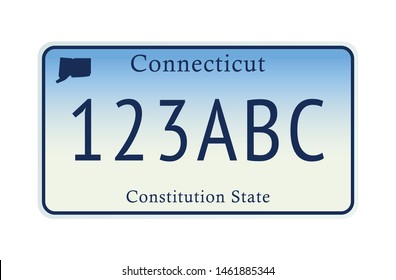 License plate Connecticut. Vector illustration on white background.