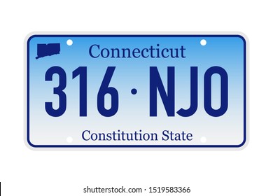 License plate Connecticut. Vector illustration on white background.