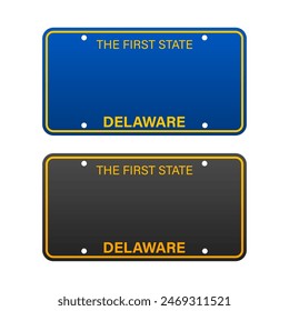 License plate of Delaware. Car number plate. Vector stock illustration