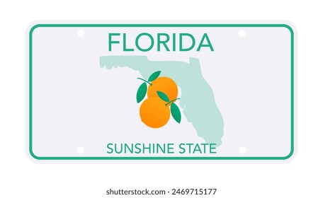 License plate of Florida. Car number plate. Vector stock illustration