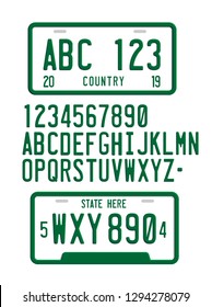 License Plate Font 3D Vector Template