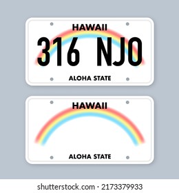 License plate of hawaii. Car number plate. Vector stock illustration.