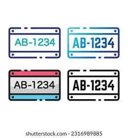 License plate icon design in four variation color