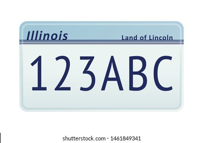 License plate Illinois. Vector illustration on white background.