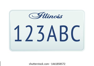 License plate Illinois. Vector illustration on white background.