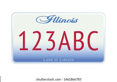 License plate Illinois. Vector illustration on white background.