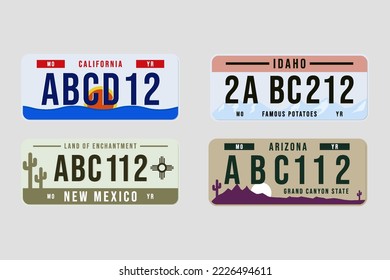 license plate illustration in flat style