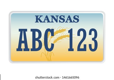 License plate Kansas. Vector illustration on white background.