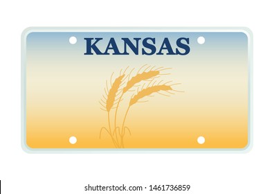 License plate Kansas. Vector illustration on white background.