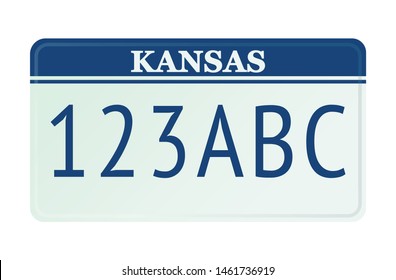 License plate Kansas. Vector illustration on white background.