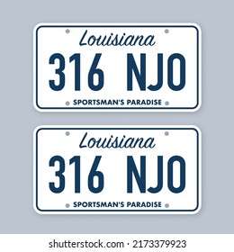 License plate of louisiana. Car number plate. Vector stock illustration.