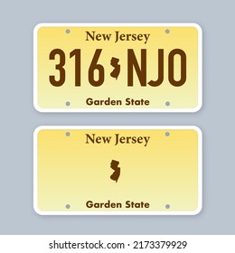 License plate of new jersey. Car number plate. Vector stock illustration.