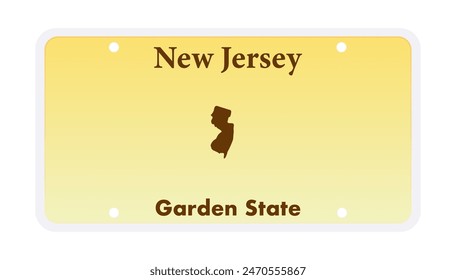 License plate of New Jersey. Car number plate. Vector stock illustration