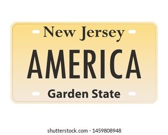 License plate New Jersey. Vector illustration on white background.