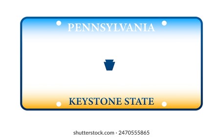 License plate of Pennsylvania. Car number plate. Vector stock illustration.