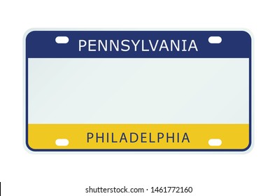 License plate Pennsylvania. Vector illustration on white background.