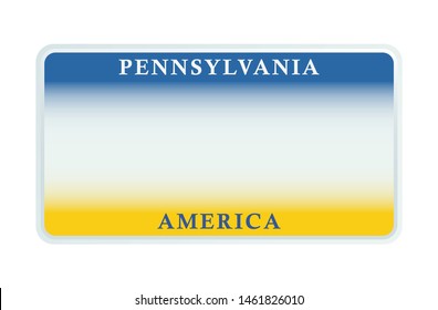 License plate Pennsylvania. Vector illustration on white background.