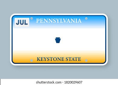 License plate pennsylvania. Vector illustration on white background.	