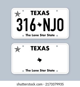 License plate of Texas. Car number plate. Vector stock illustration.