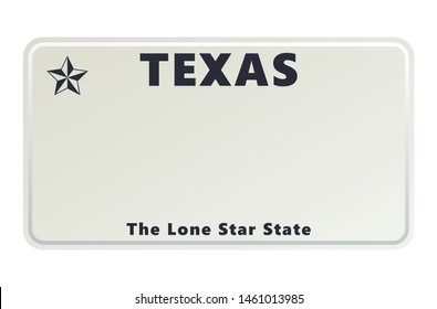 License plate of Texas. Vector illustration on white background.