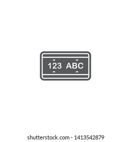 License Plate Vector Icon, Isolated On White Background