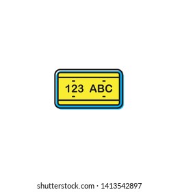 License plate vector icon, isolated on white background