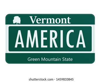 License plate Vermont. Vector illustration on white background.