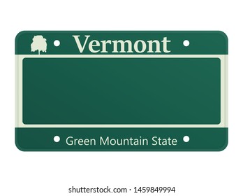 License plate Vermont. Vector illustration on white background.