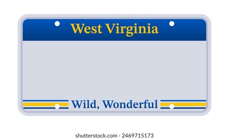 Placa de Licencia de West Virginia. Número de matrícula del coche. ilustración de stock de Vector