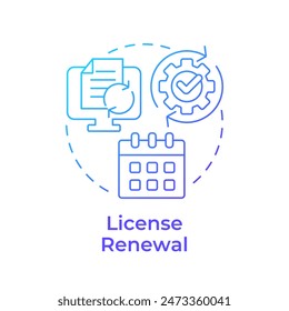 License renewal blue gradient concept icon. Subscription processing, access control. Round shape line illustration. Abstract idea. Graphic design. Easy to use in infographic, presentation