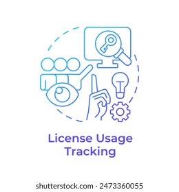 License usage tracking blue gradient concept icon. Licensing software, access control. Round shape line illustration. Abstract idea. Graphic design. Easy to use in infographic, presentation