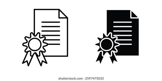 License vector icon set black filled and outlined style.