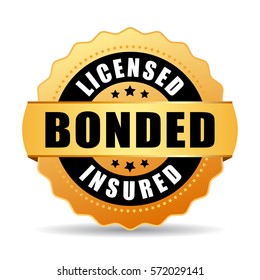 Licensed bonded insured vector gold icon illustration on white background